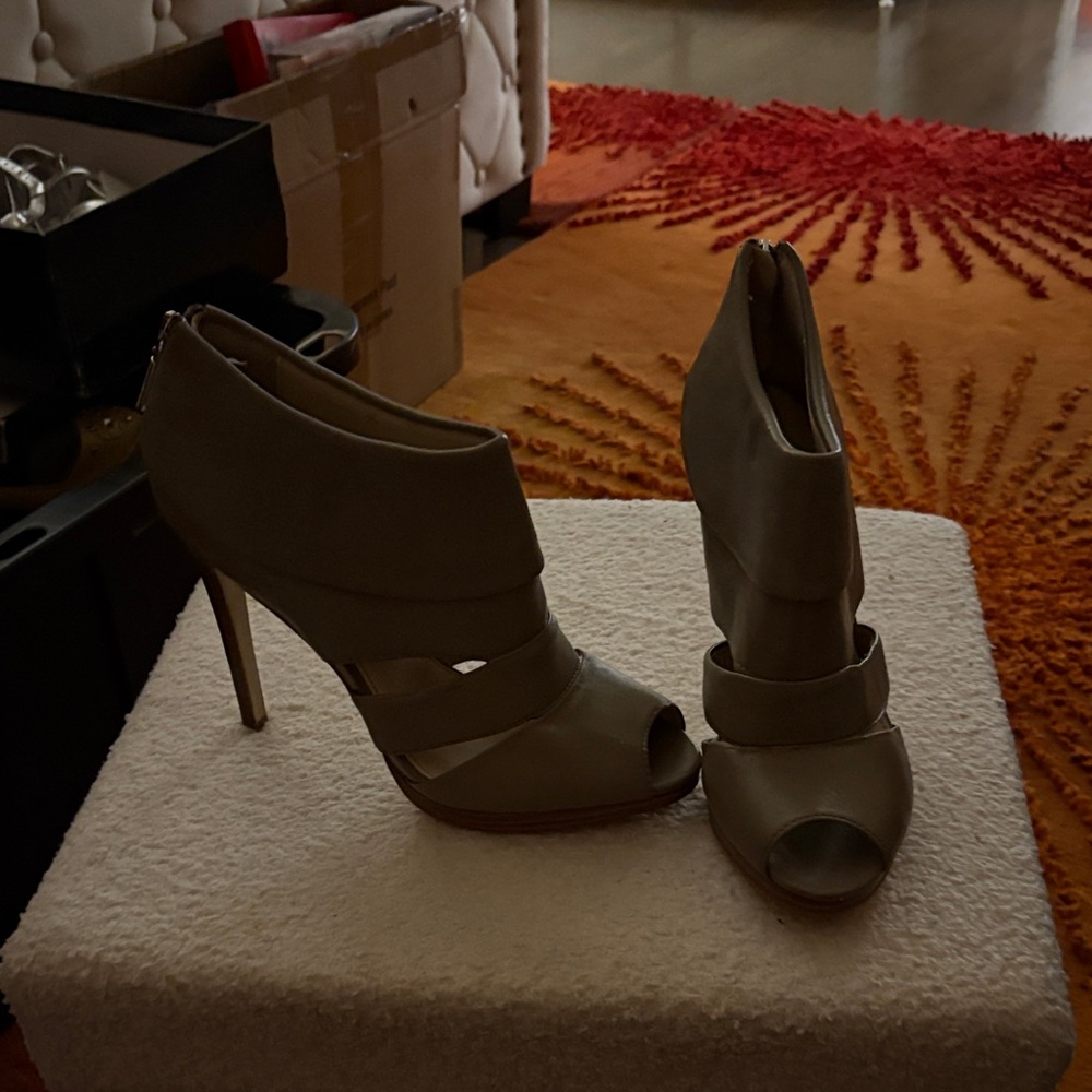 Calvin Klein Tan Peep-Toe Heels